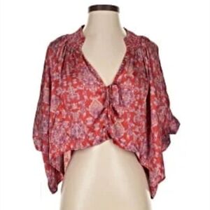 Free People Red Floral Blouse